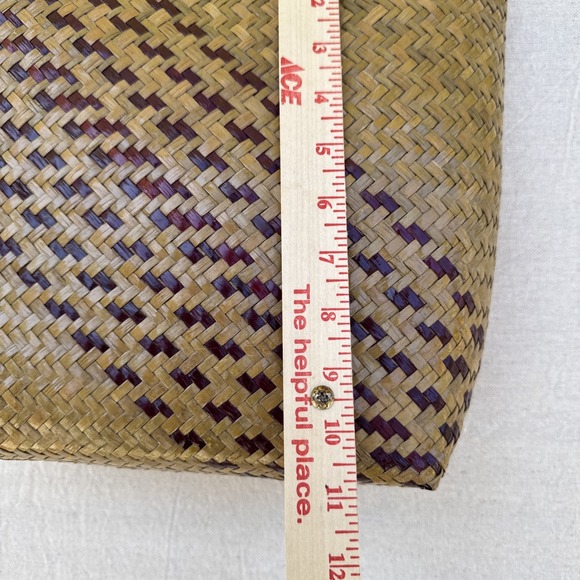 Natural‎ Papyrus Basket Handwoven Bag Medium Sz 11"X10"X4" Boho - Picture 7 of 10